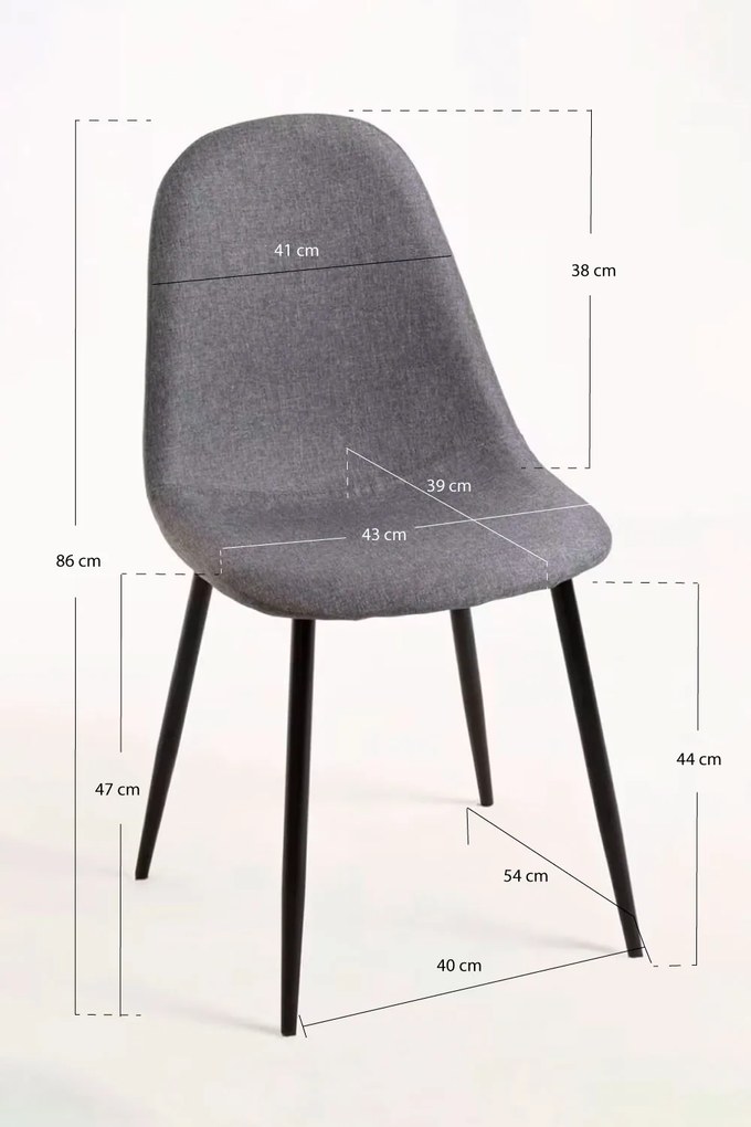 Set van 4 Zwarte Teok Stoffen Stoelen