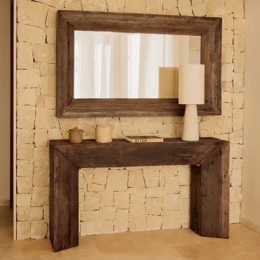 Juvira Set Van Halconsole Met Spiegel Van Gerecycled Hout Donker Hout - Sklum