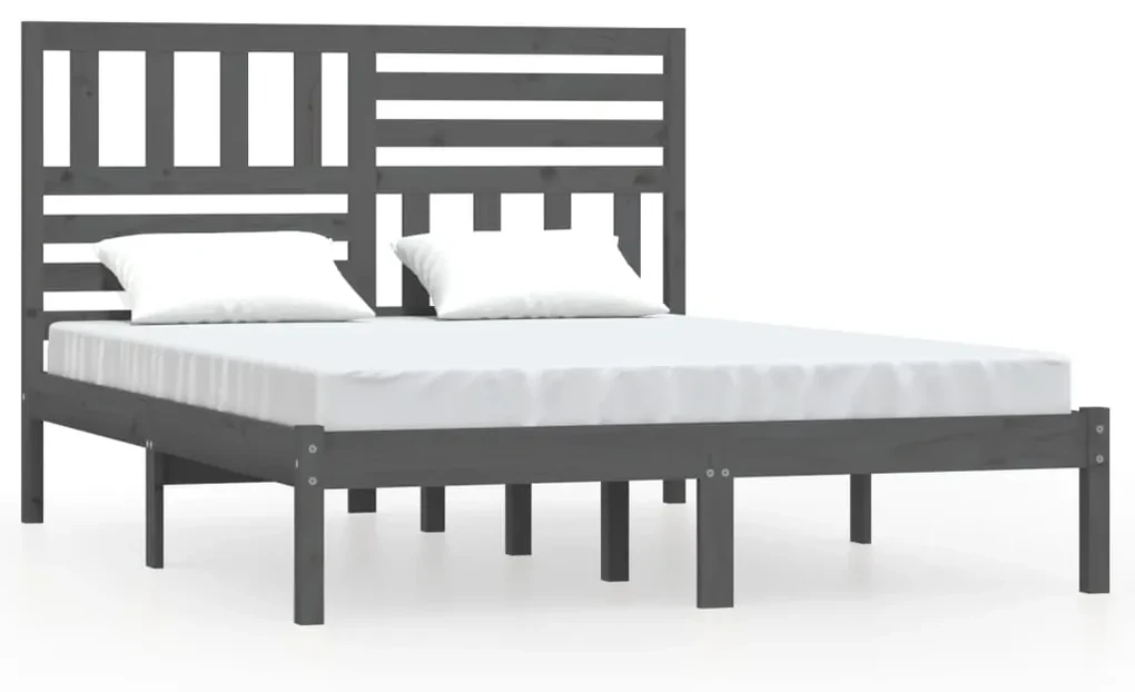 vidaXL Bedframe massief grenenhout grijs 120x200 cm