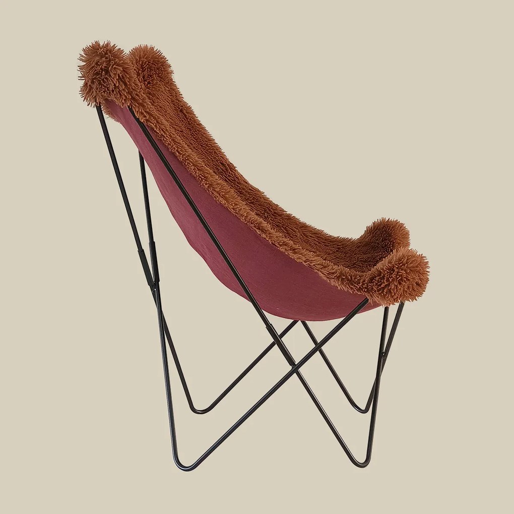 Vlinderfauteuil Bont Vacht Terracotta