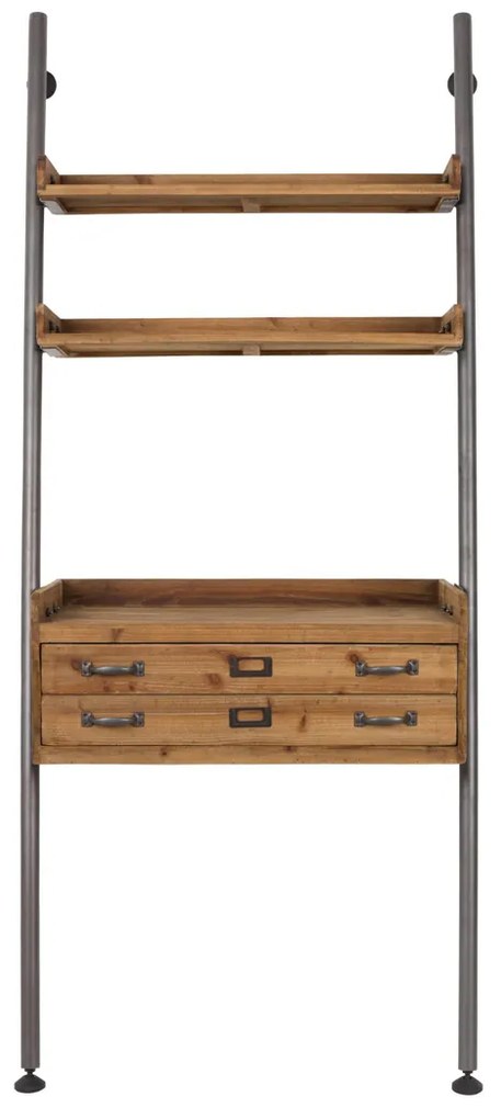 Wandrek Metaal Met Hout - 78x40x180cm.