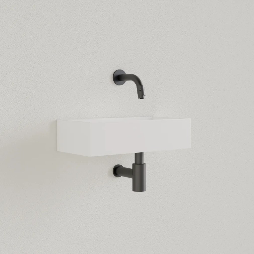 Sanigoods Nano fontein links wit mat zonder kraangat 36x18cm