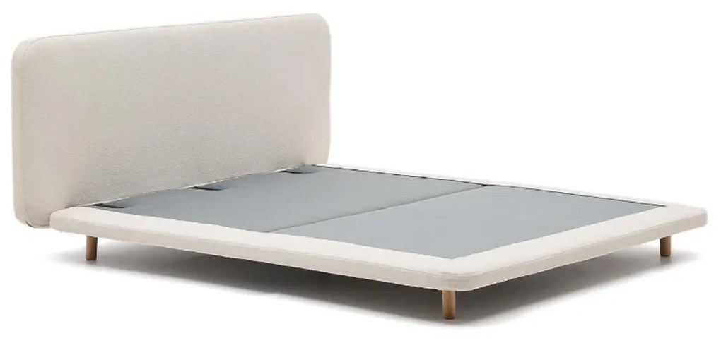 Kave Home Odum Bedframe Beige Stof Met Ronde Hoeken 160 Cm