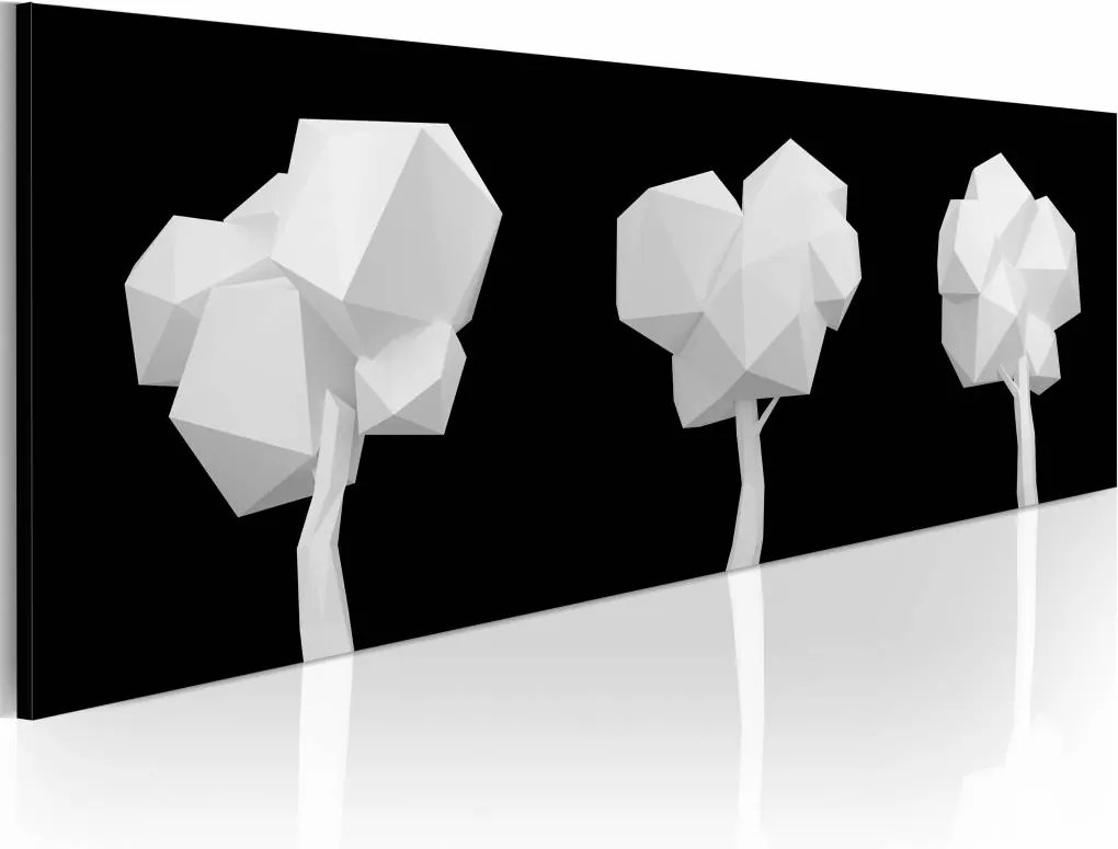 Schilderij - Geometrische bomen , zwart wit