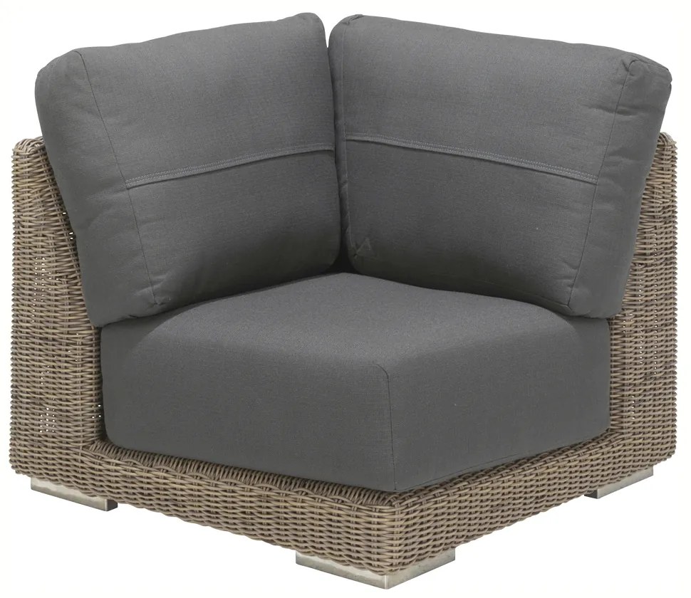 4 Seasons Outdoor Kingston hoekbank pure met teak eilanden * SALE * Loungeset   antraciet weerbestendig