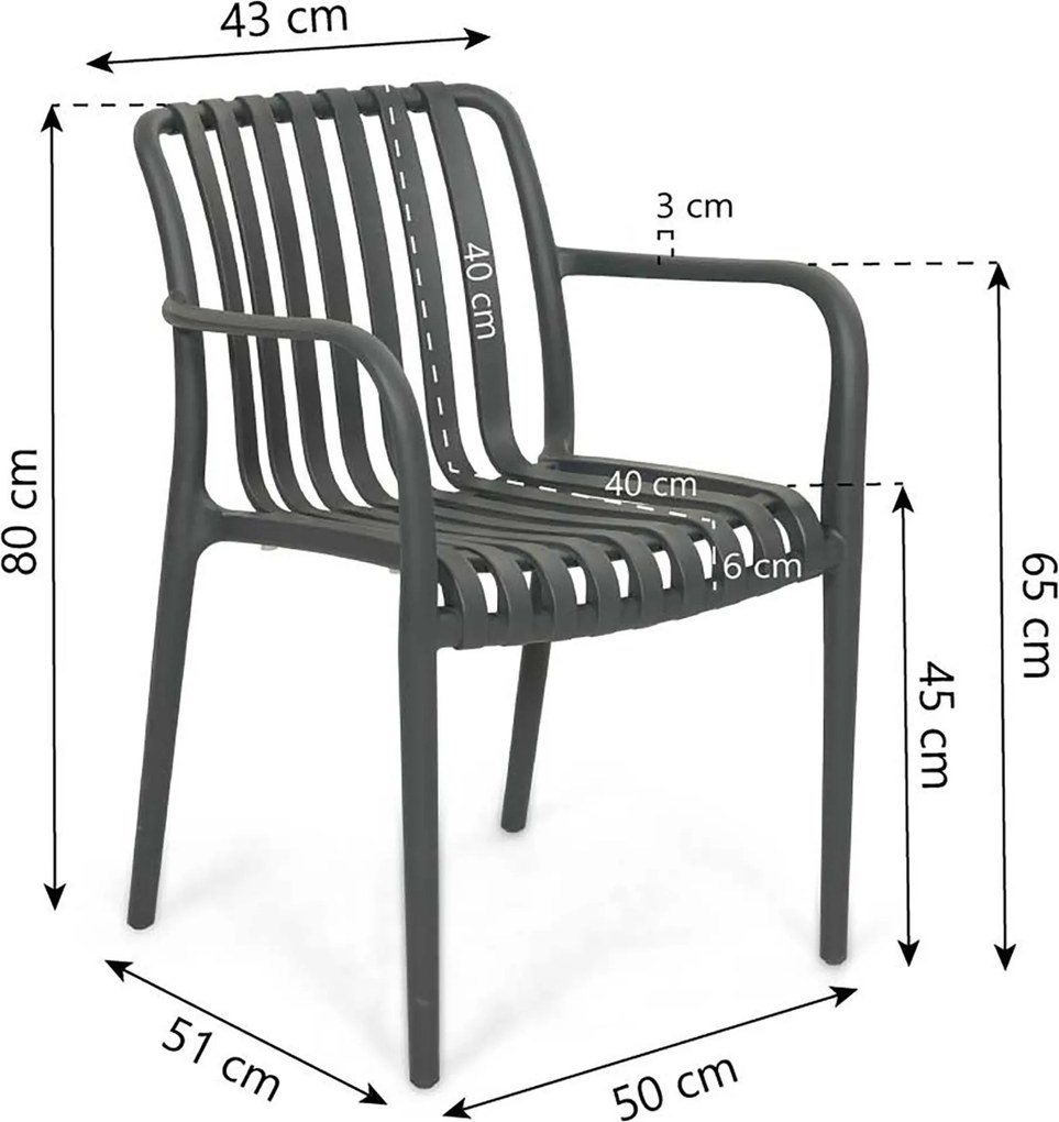Tuinset 4 personen 125 cm Kunststof Grijs Domani Furniture Alba/Arancia