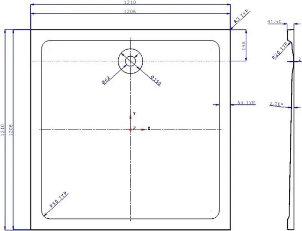 Eastbrook Volente douchebak 120x120cm composiet wit