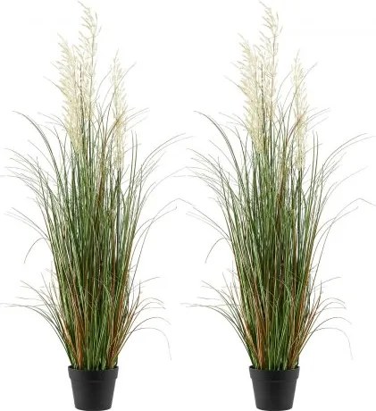 VEVOR Kunstgras Plant, 2-Pack 1194 mm Rietgras in Pot, PVC Kunstgroen, Grasstruik, Struikplant voor Binnen & Buiten, Huis, Tuin, Kantoor, Kamerdecoratie, Housewarming Party, Groen