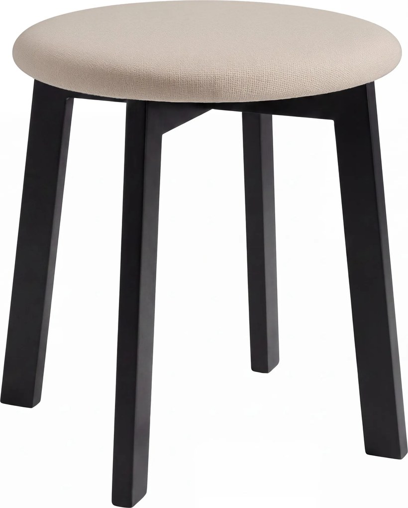 Mazzoni ZOI Beige (stof Storm 06)/zwart beuken onderstel - RONDE GESTOFFEERDE KRUK VOOR KEUKEN/WOONKAMER