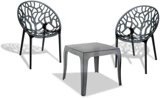 3-delige zithoek ARENDAL 2 stapelbare stoelen + stapelbare tafel ca. 50 x 50 cm zeer licht weerbestendig selecteerbaar tot 4 kleuren - zwart