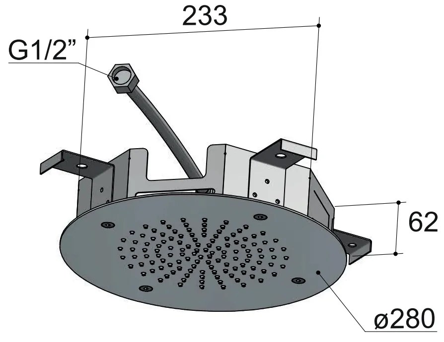 Hotbath Mate M206 inbouw hoofddouche 28cm geborsteld nikkel