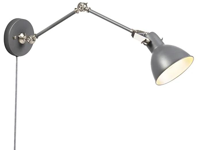 Industriële wandlamp grijs verstelbaar - Dazzle Design, Modern E27 Binnenverlichting Lamp