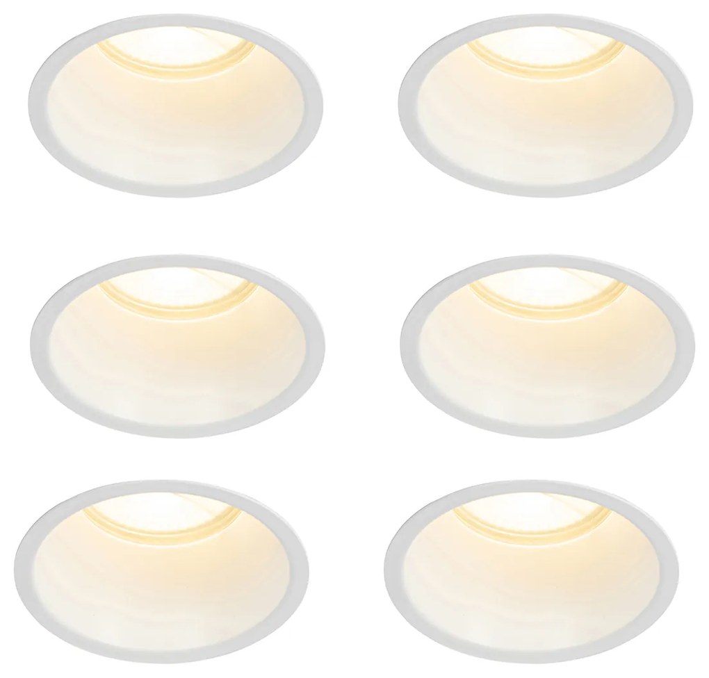 Set van 6 inbouwspots wit GU10 70mm IP44 - Dept