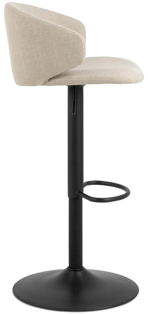 NELA Beige (stof Basel 24)/zwarte poten - DRAAIBARE BARKRUK MET BEKLEDING - VOOR   KEUKEN SALON RESTAURANT