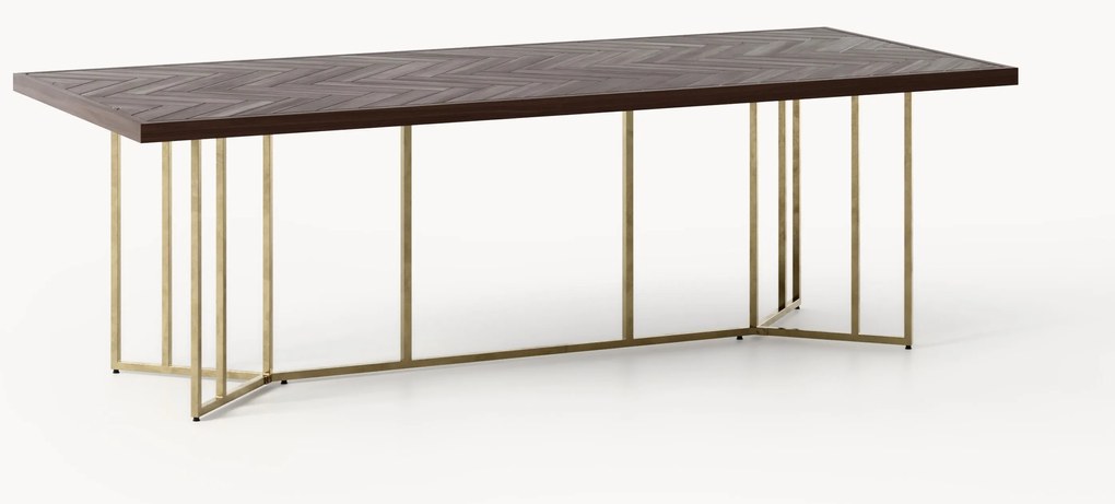 Eettafel Luca van mangohout met visgraat-patroon, in verschillende formaten