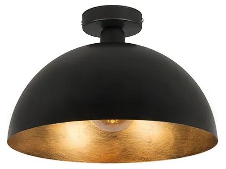 Industriële plafondlamp zwart met goud 35 cm - Magna Landelijk / Rustiek E27 rond Binnenverlichting Lamp
