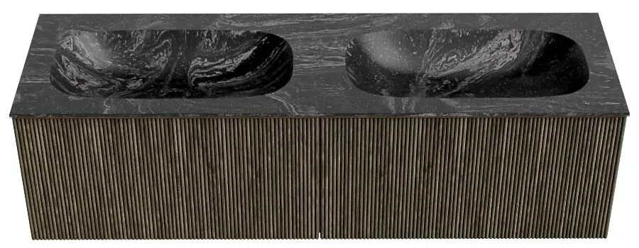 Mondiaz Kurve-dlux 150cm badmeubel shadow met 2 lades en wastafel stor small dubbel 2 kraangaten lava