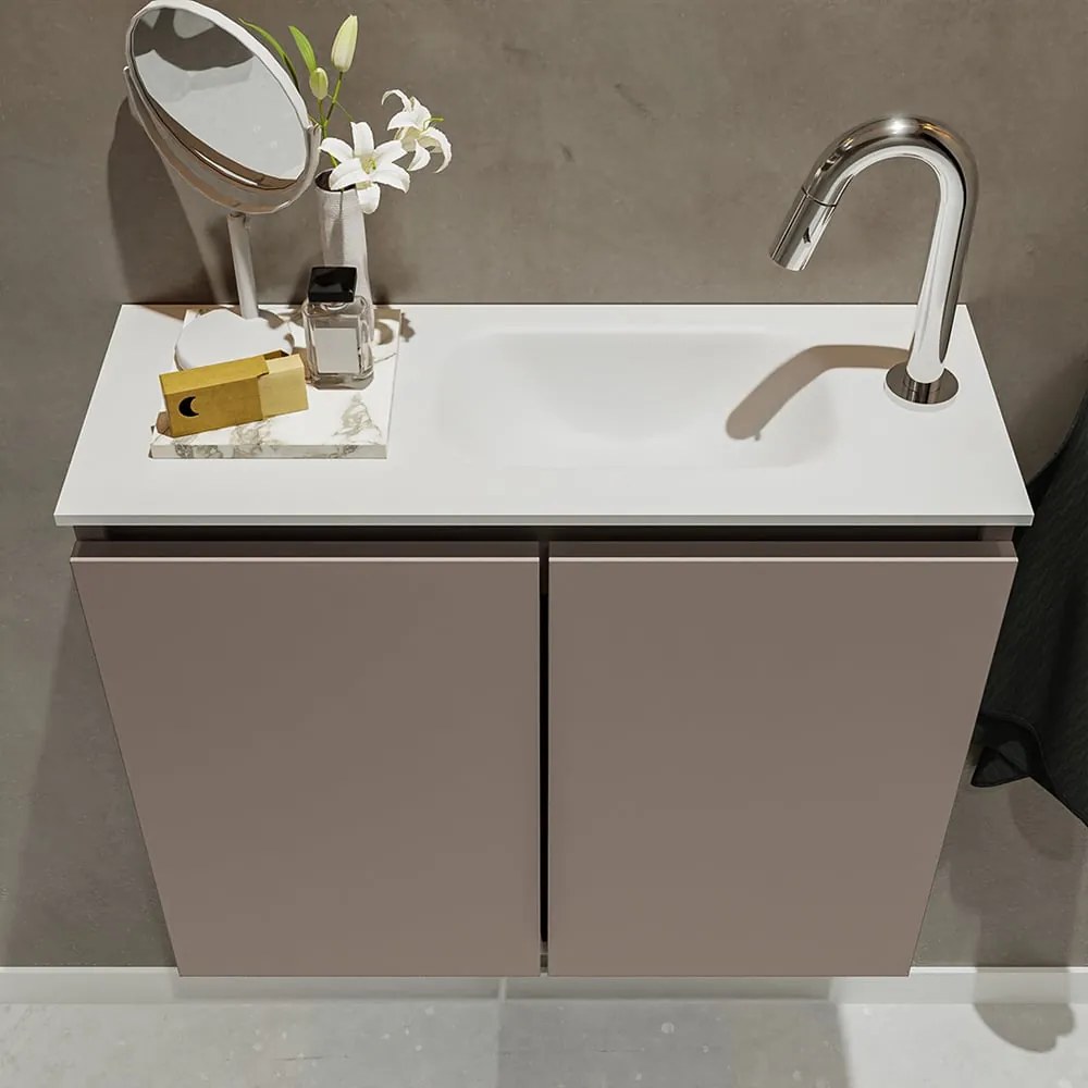 Mondiaz Ture 60cm toiletmeubel smoke met wastafel talc rechts 1 kraangat