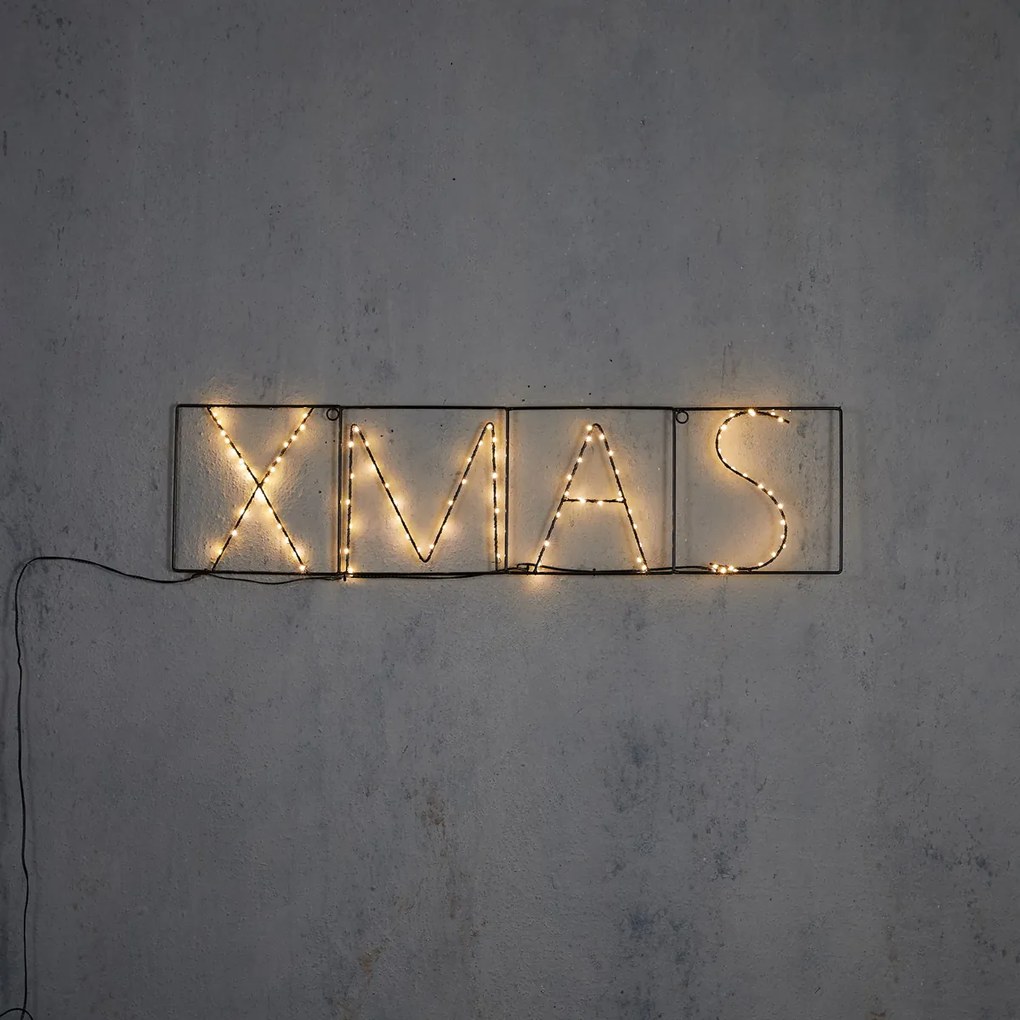 Kerst wandlamp zwart XMAS incl. LED met timer IP44 - Yoro