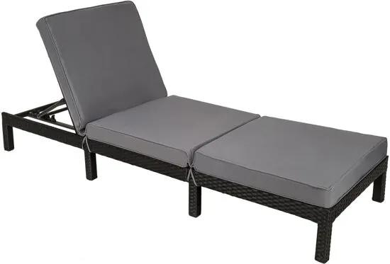 Wicker ligstoel zwart - ligbed voor tuin - 402307