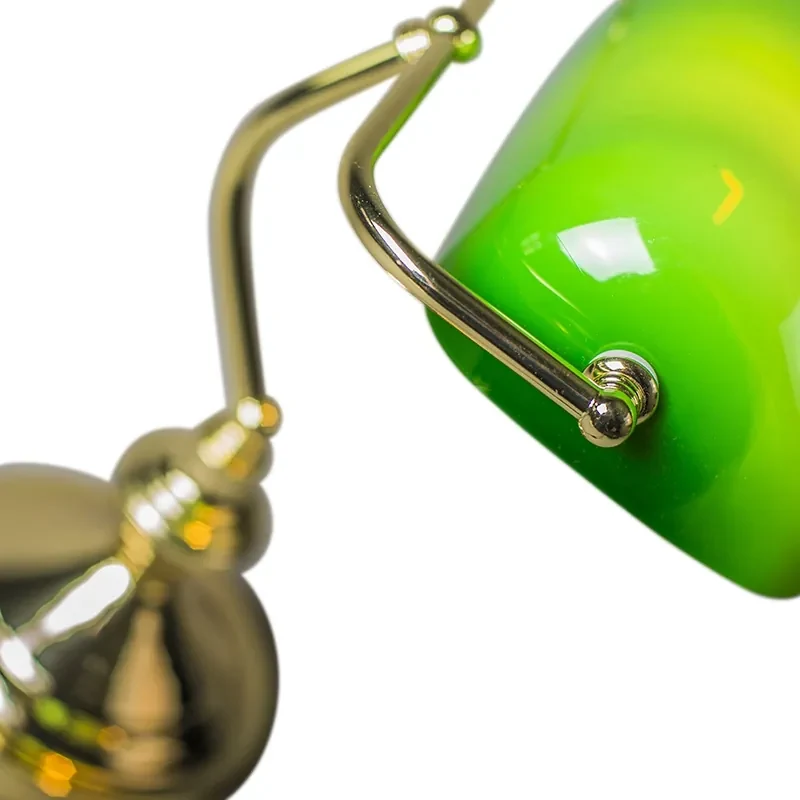 Klassieke tafellamp/notarislamp messing met groen glas - Banker Art Deco, Klassiek / Antiek, Retro E27 rond Binnenverlichting Lamp