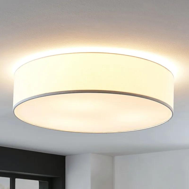 Stoffen plafondlamp Gordana in wit, 57 cm - lampen-24