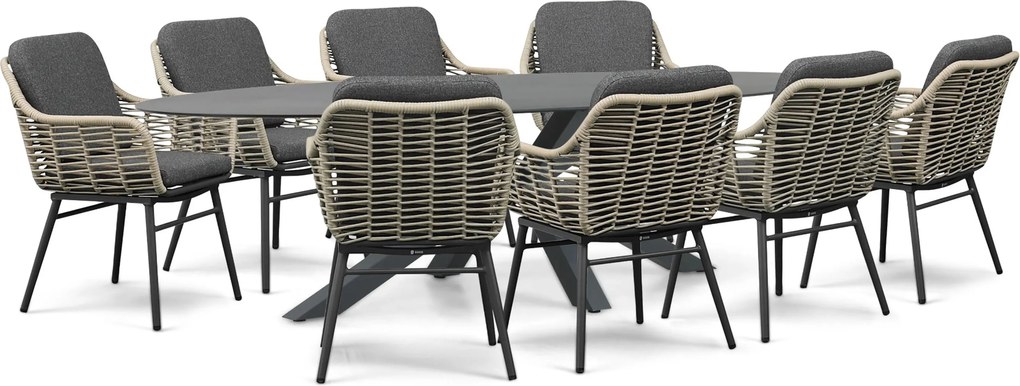 Tuinset 8 personen 280 cm Rope Grijs Coco Antoni/Ellisse