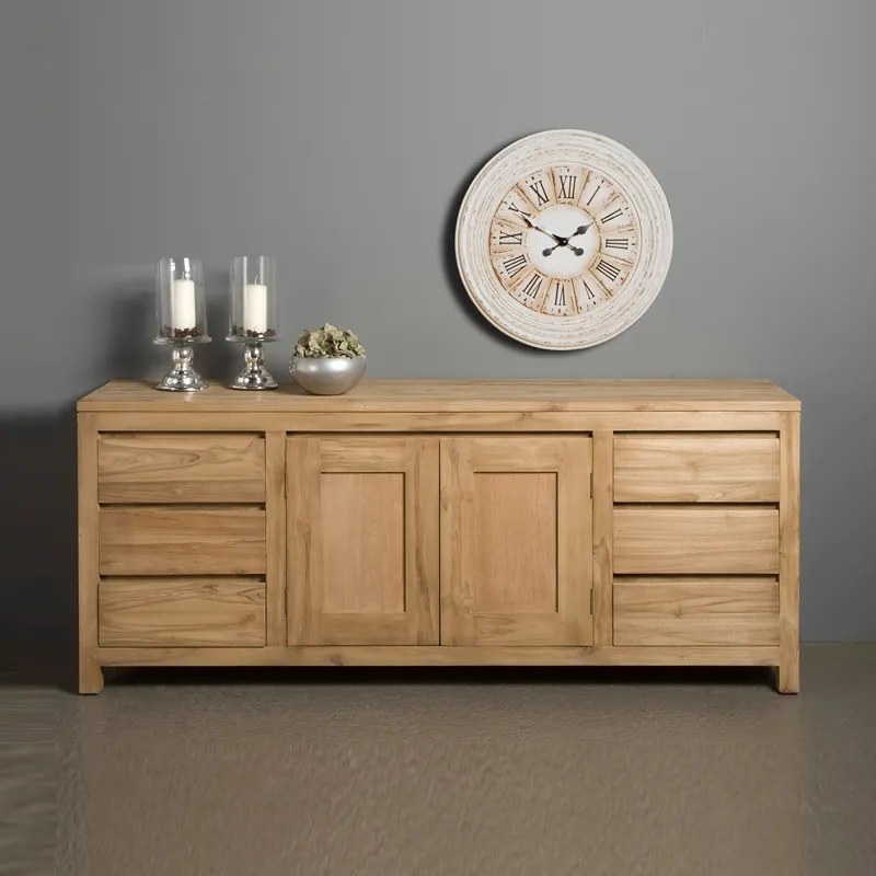 Teak Hout Dressoir Onbehandeld 180 Cm - 180x45x75cm.