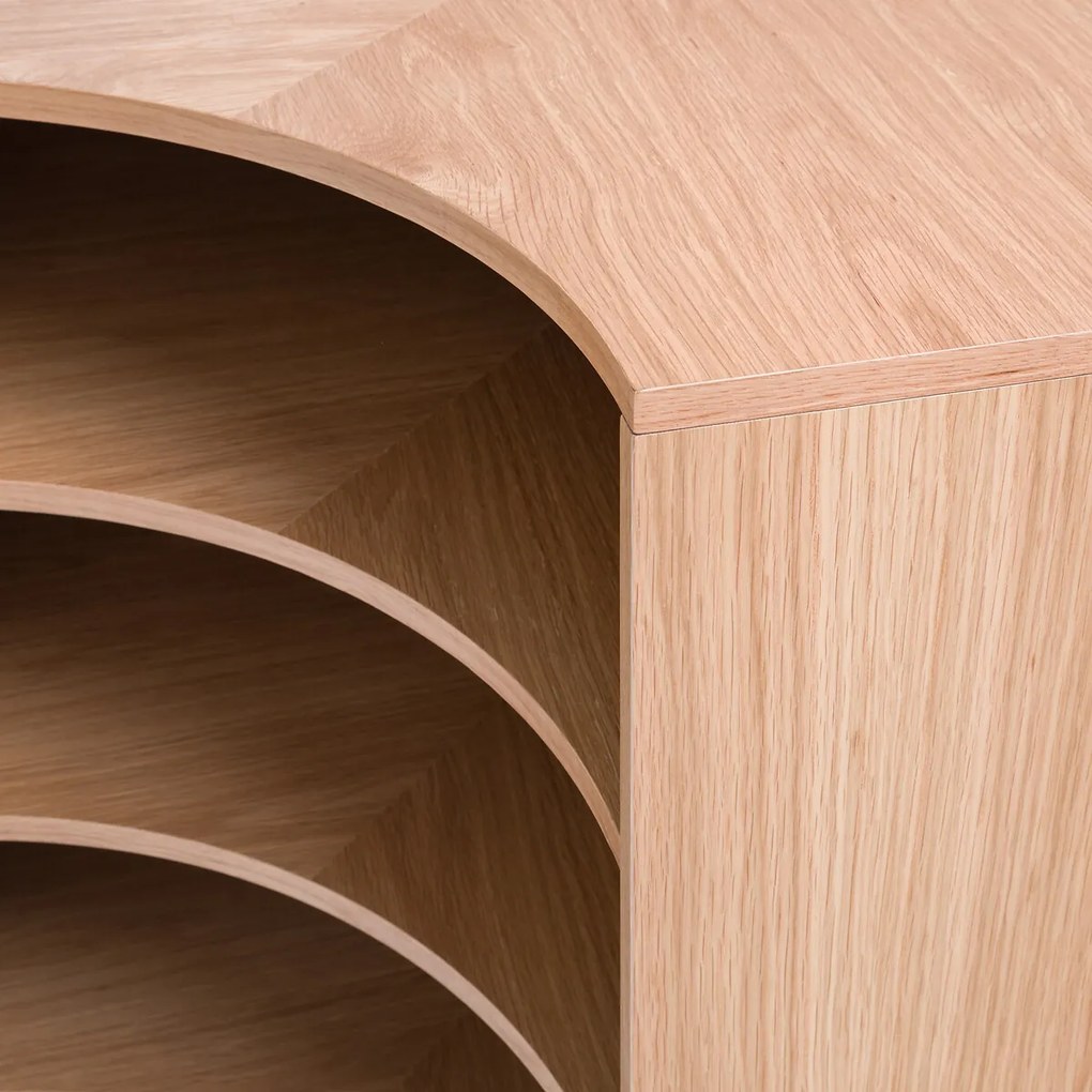 Laag hoekelement voor modulaire kast, in eikenfineer, EVORIA