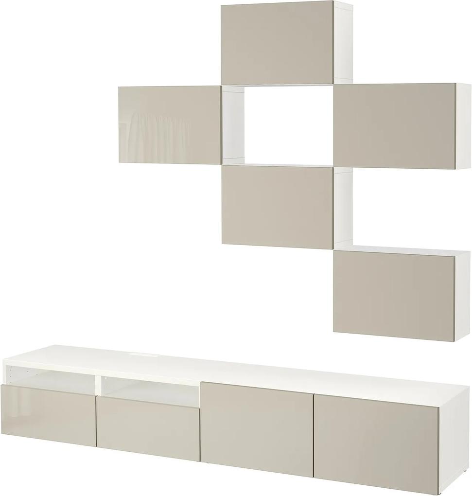 IKEA BESTÅ Tv-meubel, combi wit, hoogglans/beige - lKEA