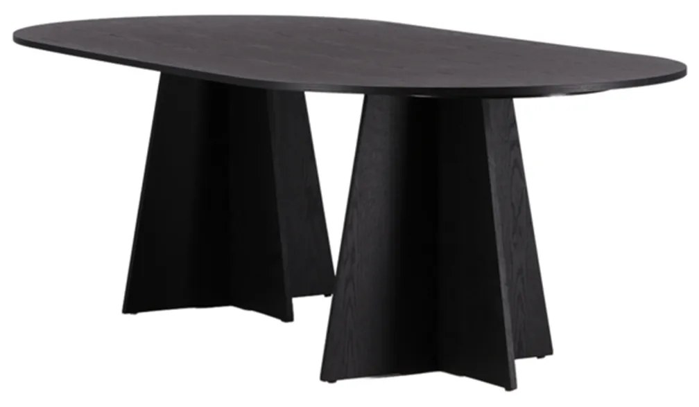 Ovale Eettafel Met Kruisvoet Zwart - 230 X 115cm.