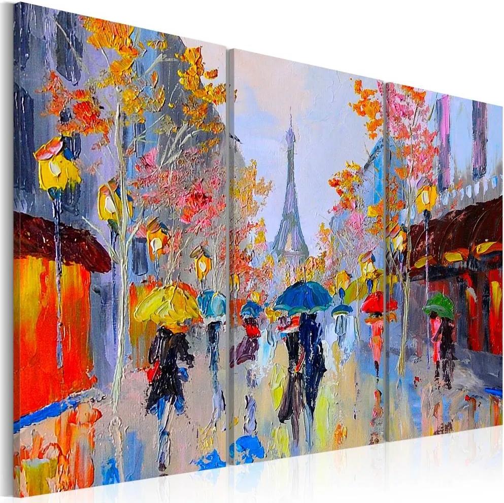 Schilderij - Regen in Parijs, 3luik