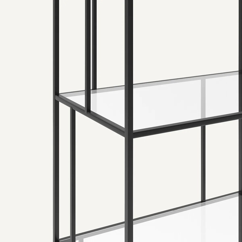 Boekenrek Parallel in staal en glas
