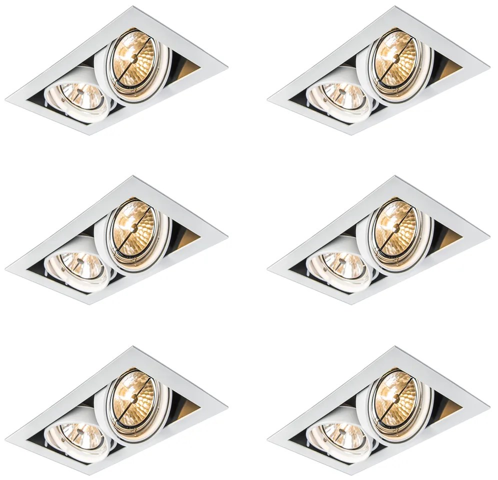 Set van 6 Inbouwspot wit AR111 verstelbaar 2-lichts - Oneon