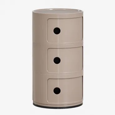 Pack Van 2 Nachtkastjes Ø30 Cm Met Planken Babel Moka Bruin & 3 Lades - Sklum