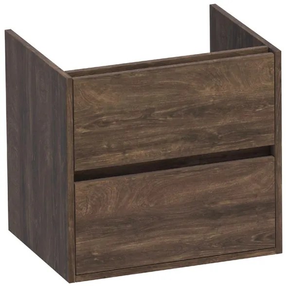 BRAUER Nexxt Wastafelonderkast - 60x46x55cm - 2 greeploze softclose lades - 1 sifonuitsparing - MFC - burned bark 1781