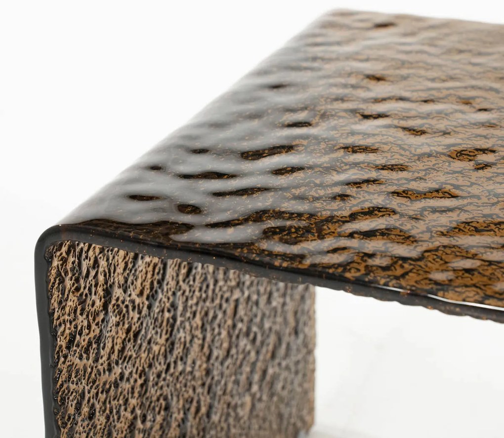 By-Boo Ripple Glazen Bijzettafel Retro Bruin - 50 X 45cm.
