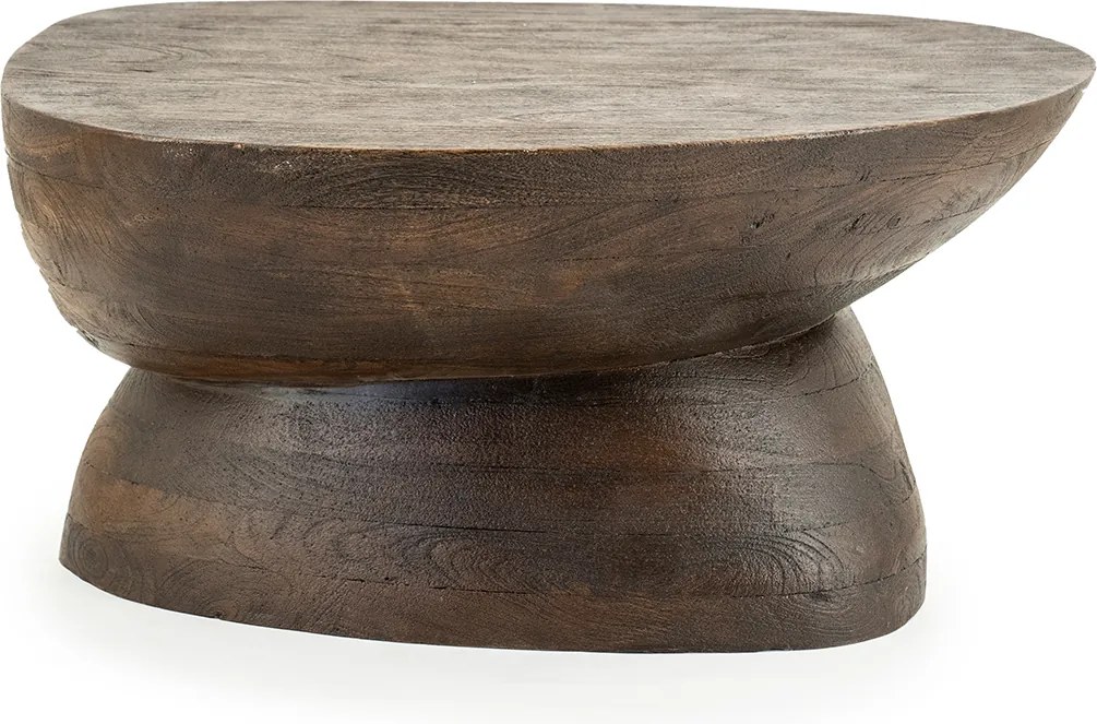 Salontafel Organisch Hout Bruin - 75 X 59cm.