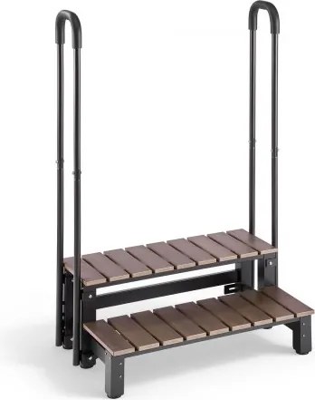 VEVOR Hot Tub Trap met leuningen, 2 treden, 82 cm breed, geschikt voor bovengrondse/opblaasbare zwembaden, campers, terrassen en veranda's, antislip stalen treden met HIPS-frame