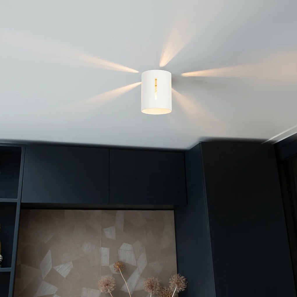 Design plafondlamp wit met lichteffect - Yana Design E27 cilinder / rond Binnenverlichting Lamp
