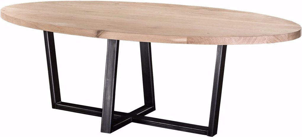 Ovale eikenhouten eettafel W-poot