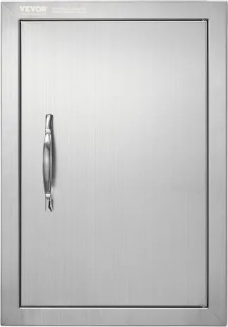 VEVOR Grilltoegangsdeur, 355 x 508 mm, enkele buitenkeukendeur, vlak gemonteerde roestvrijstalen deur, verticale wanddeur met handgreep, voor grill-eiland, grillstation, buitenkast