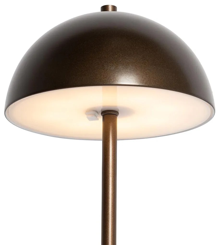 LED Set van 2 buiten tafellamp met dimmeren mushroom donkerbrons oplaadbaar - Keira Modern IP44 Buitenverlichting rond Lamp