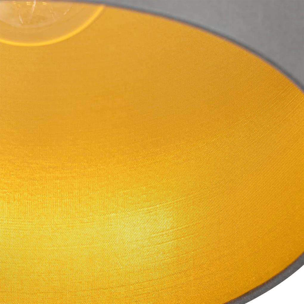 Stoffen Plafondlamp taupe met gouden binnenkant 5-lichts - Multidrum Modern E27 rond Binnenverlichting Lamp