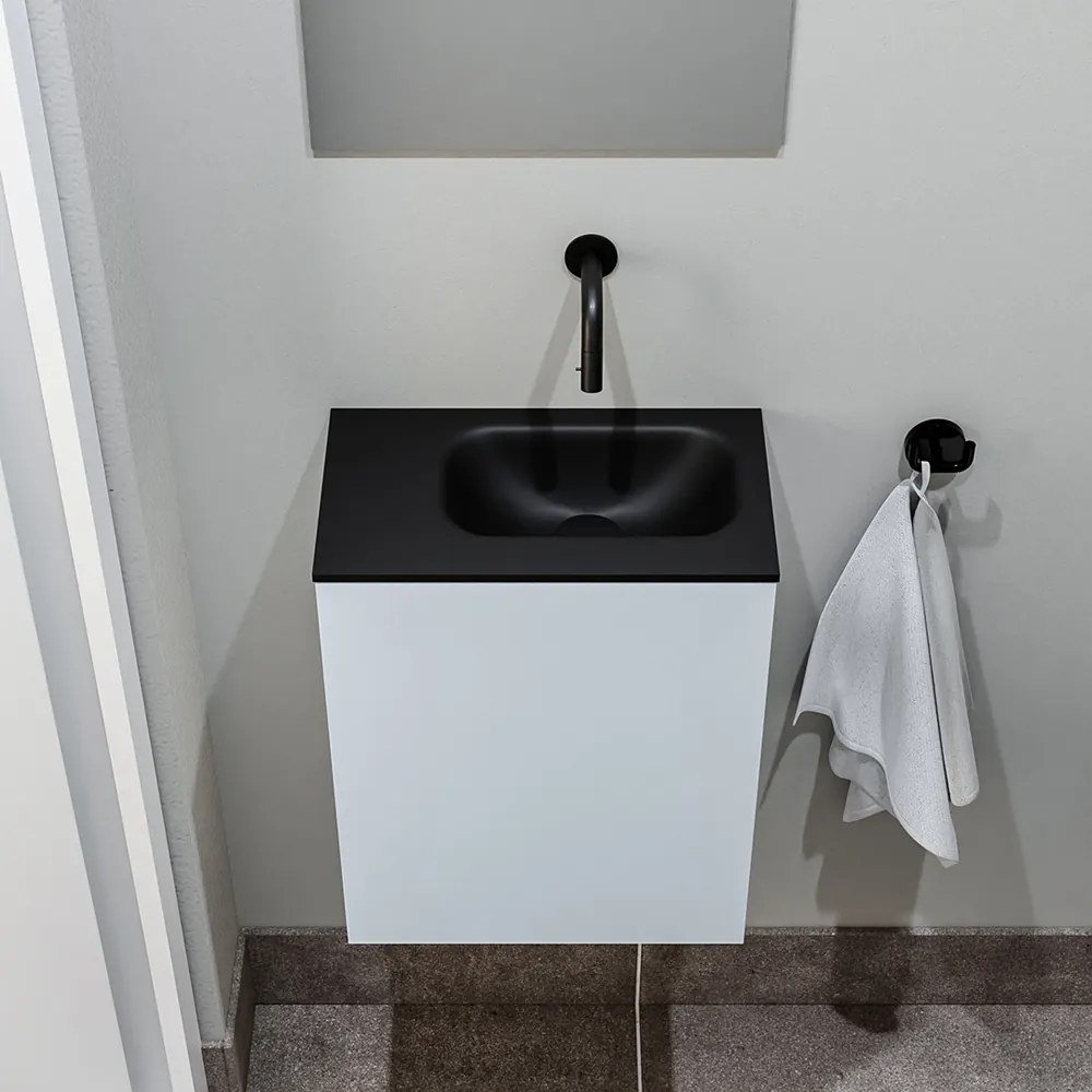 Zaro Polly toiletmeubel 40cm clay met zwarte wastafel zonder kraangat rechts