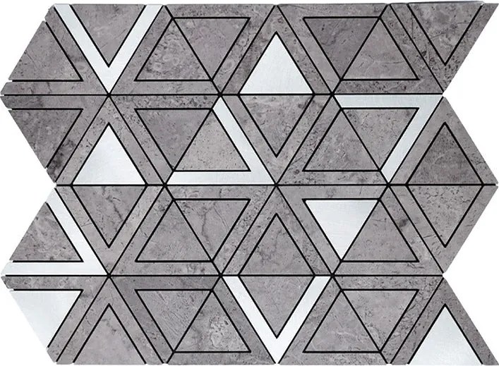 Zelfklevende Mozaïektegels Metaal | Driehoek Grijs Zilver | 28,7×33,1 cm | Keuken, Bad & WC