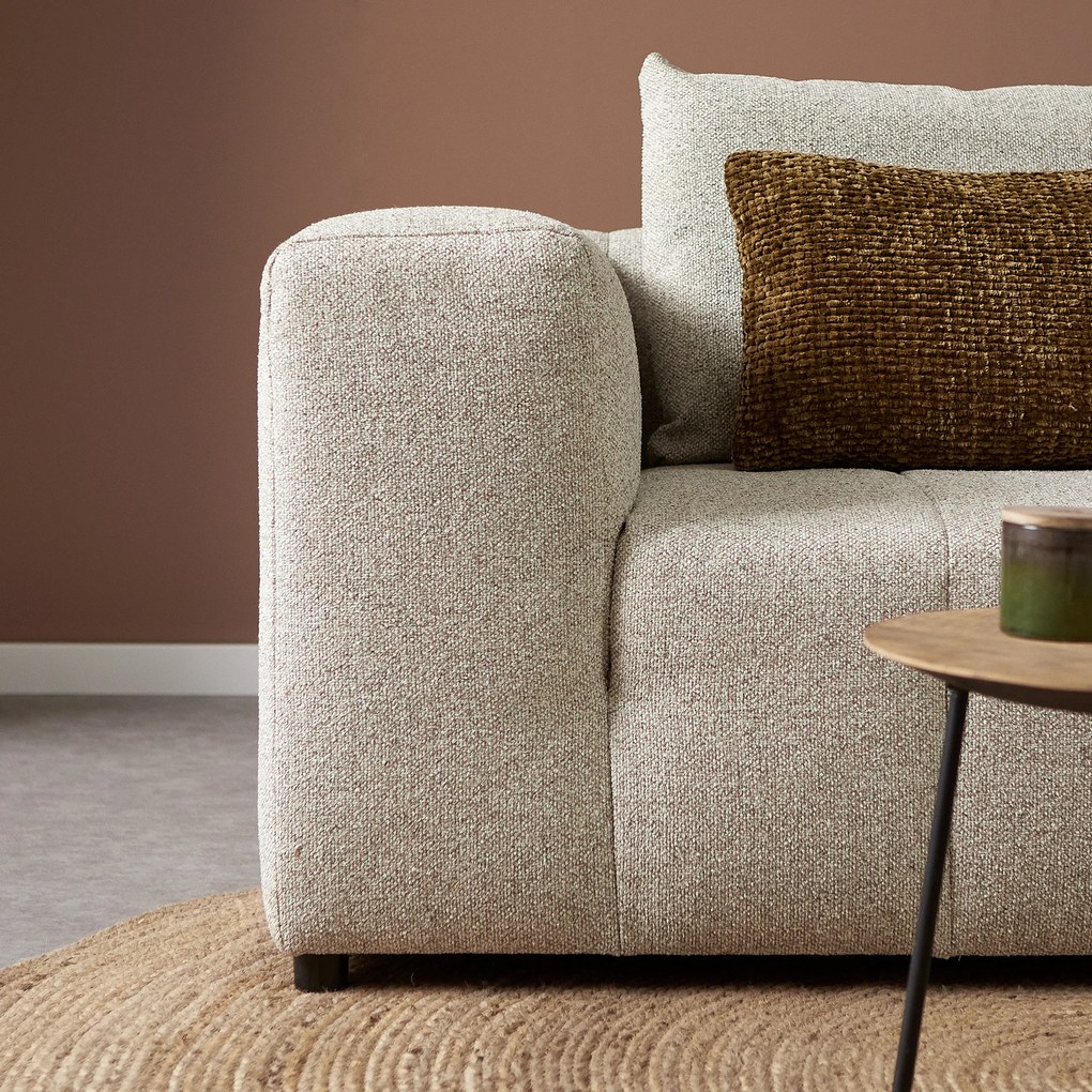 Beige Bank Met Decoratieve Strepen Hoek Rechts