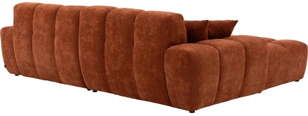 Goossens Excellent Bank Kubus - 40 X 40 Cm Stiksel rood, stof, 1,5-zits, modern design met chaise longue rechts
