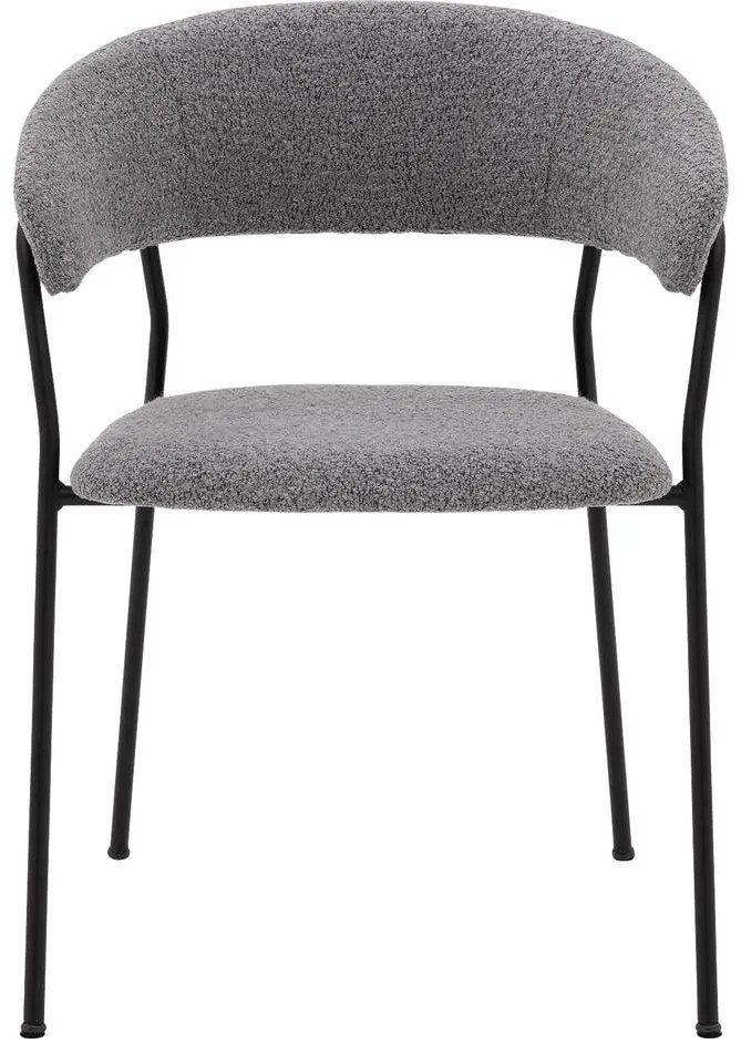 Goossens Eetkamerstoel Ce grijs stof met armleuning, modern design