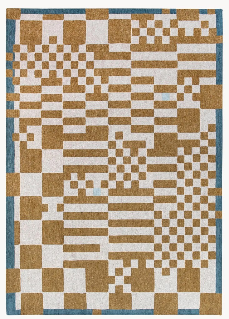 Platgeweven jacquard vloerkleed Chess met grafisch patroon